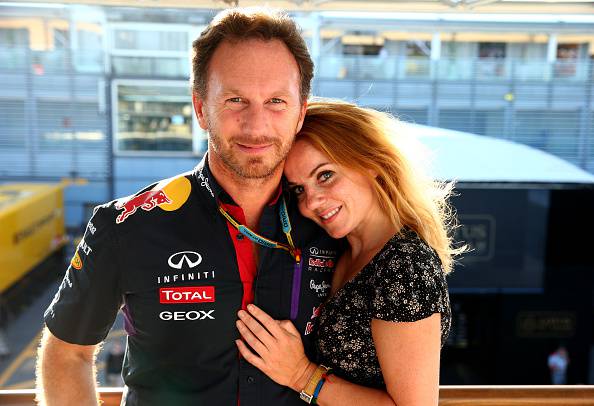 MONZA, ITALY - SEPTEMBER 07:  Infiniti Red Bull Racing Team Principal Christian Horner and Geri Halliwell pose after the F1 Grand Prix of Italy at Autodromo di Monza on September 7, 2014 in Monza, Italy.  (Photo by Mark Thompson/Getty Images)
