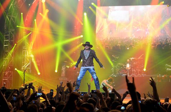 LAS VEGAS, NV - MAY 21:  Singer Axl Rose of Guns N' Roses performs at The Joint inside the Hard Rock Hotel & Casino during the opening night of the band's second residency, "Guns N' Roses - An Evening of Destruction. No Trickery!" on May 21, 2014 in Las Vegas, Nevada.  (Photo by Ethan Miller/Getty Images)