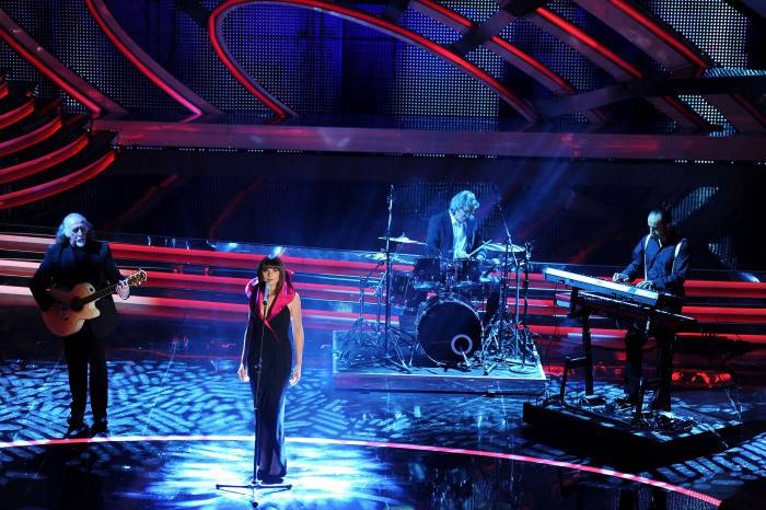 SAN REMO, ITALY - FEBRUARY 14:  Matia Bazar performs on stage at the opening night of the 62th Sanremo Song Festival at the Ariston Theatre on February 14, 2012 in San Remo, Italy.  (Photo by Daniele Venturelli/Getty Images)