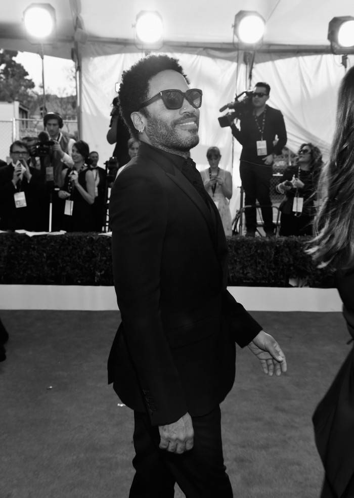LOS ANGELES, CA - JANUARY 25:  (Editors Note: This image has been modified using digital filters.) An alternative view of musician Lenny Kravitz as she arrives at the 21st Annual Screen Actors Guild Awards at The Shrine Auditorium on January 25, 2015 in Los Angeles, California.  (Photo by Alberto E. Rodriguez/Getty Images)