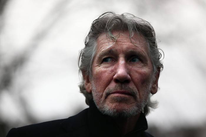 LONDON, ENGLAND - FEBRUARY 13:  Former Pink Floyd member, Roger Waters, attends a protest by the We Stand With Shaker campaign group to highlight the situation of Shaker Aamer, the last Briton to be detained in Guantanamo  Bay, outside the U.S embassy on February 13, 2015 in London, England. The protest was called after US Ambassador Matthew Barzun allegedly refused to accept delivery of the card highlighting that Shaker Aamer has been held in detention in Guantanamo Bay for 13 years.  (Photo by Carl Court/Getty Images)