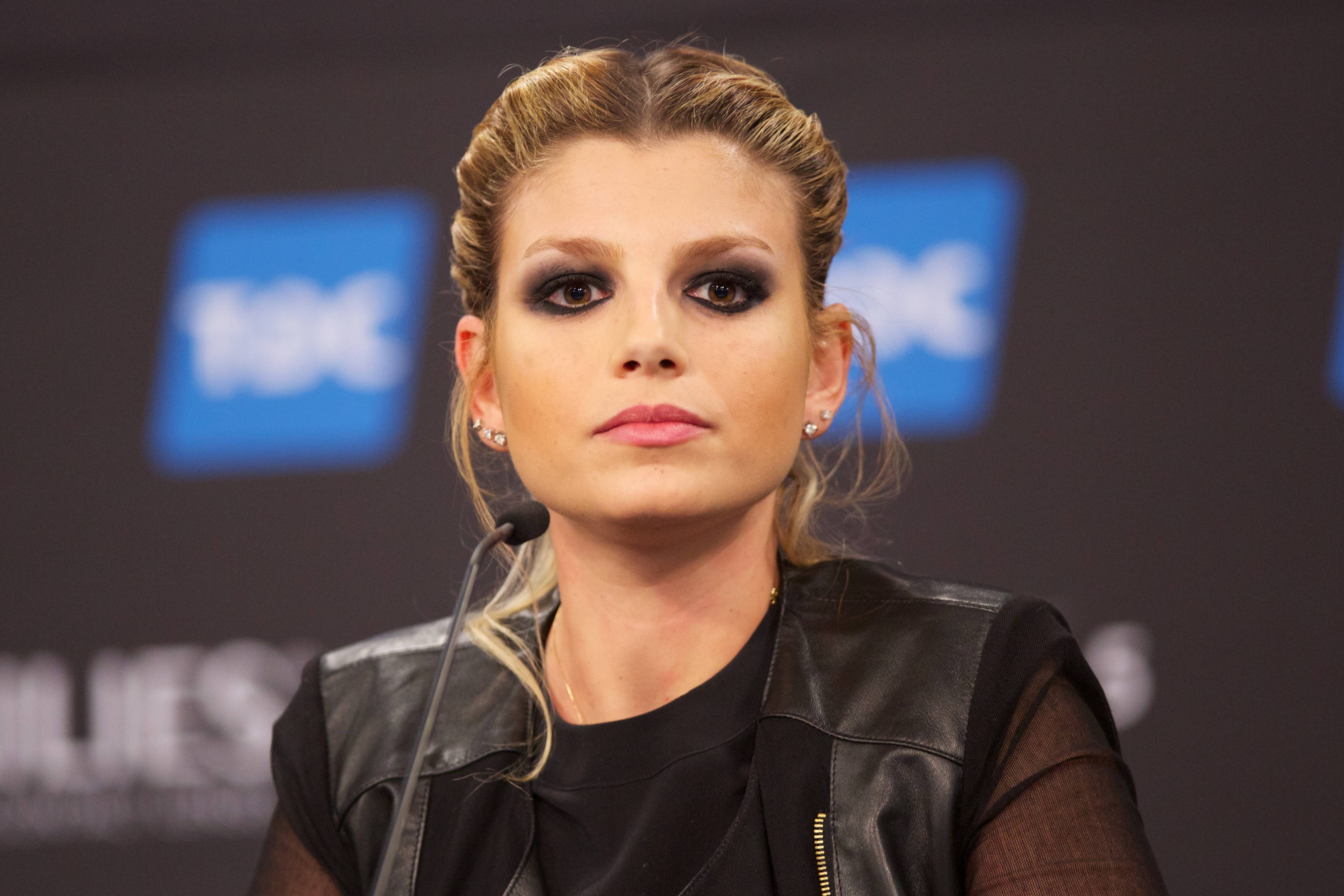 COPENHAGEN, DENMARK - MAY 09: Emma Marrone of Italy attends a press conference ahead of the Grand Final of the Eurovision Song Contest 2014 on May 9, 2014 in Copenhagen, Denmark. (Photo by Ragnar Singsaas/Getty Images)