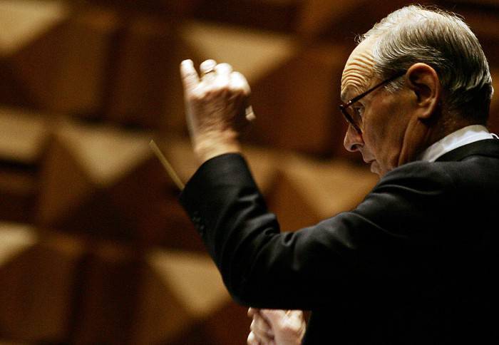Italian conductor Ennio Morricone directs the orchestra for the piece "life without drugs" at the Auditorium of Conciliazione in Rome, 21 November 2007. The concert is organized by the Colombian embassy to Italy in a bid to raise public awareness on the problems linked to the use of the drug cocaine. AFP PHOTO /  AFP PHOTO / TIZIANA FABI        (Photo credit should read TIZIANA FABI/AFP/Getty Images)