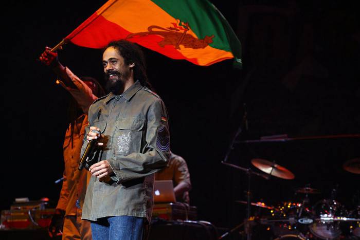 WANTAGH, NY - JULY 19:  Musician Damian Marley performs during the 2009 Rock the Bells concert at the Nikon at Jones Beach Theater on July 19, 2009 in Wantagh, New York.  (Photo by Astrid Stawiarz/Getty Images)