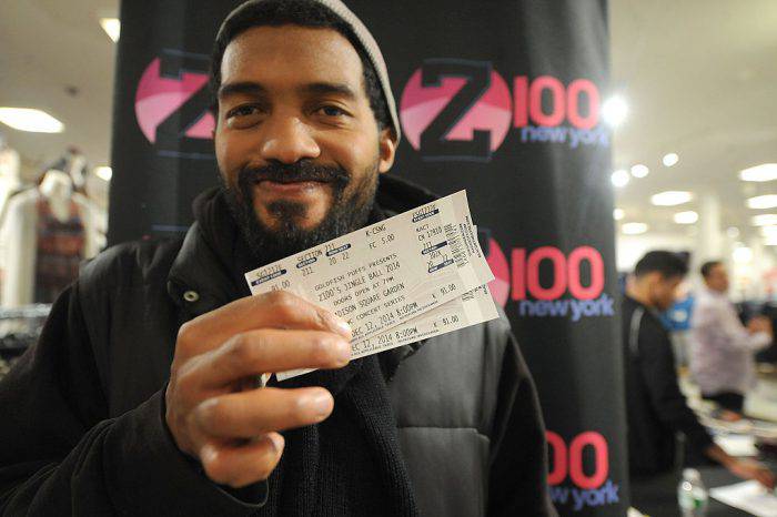 NEW YORK, NY - NOVEMBER 27:  Z100 Jingle Ball tickets are seen at Macy's Herald Square New York Jingle Ball Ticket Giveaway at Macy's Herald Square on November 27, 2014 in New York City.  (Photo by Brad Barket/Getty Images for iHeartRadio)