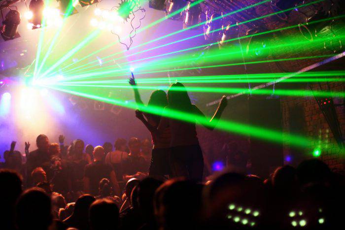 between laserlight in an underground-club